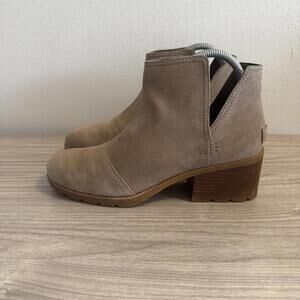 Sorel Cate Cut-Out NL3384-240 Women US 9 Waterproof Suede Leather Ankle Bootie